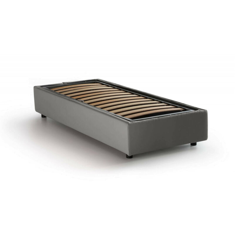 foto del prodotto talamo italia letto singolo laura, letto contenitore con rivestimento in tessuto, 100 made in italy, apertura frontale, adatto per materasso cm