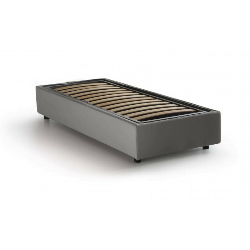 foto del prodotto talamo italia letto singolo melissa, letto contenitore con rivestimento in tessuto, 100 made in italy, apertura laterale, adatto per materasso cm