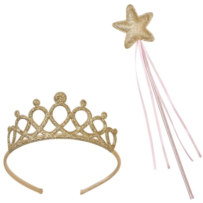 foto del prodotto talking tables bacchetta magica e diadema bambina per costume da principessa delle fate, tessuto e legno, taglia unica, multicolour, 2.5 x