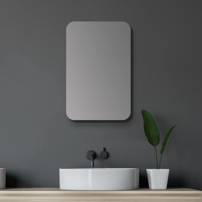foto del prodotto talos armadietto a specchio da bagno, ovale, 40 x 60 cm, con struttura in alluminio di alta qualit , colore nero opaco e 2 ripiani in vetro