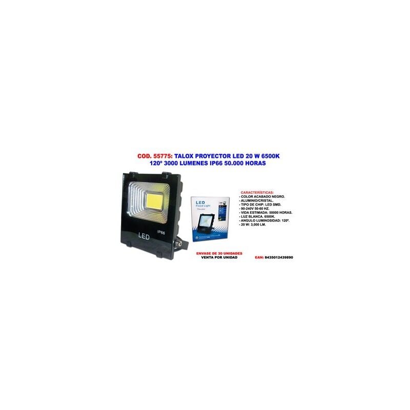 foto del prodotto talox proiettore led 20w 6500k 120 3000 lumen ip66 50.000 ore