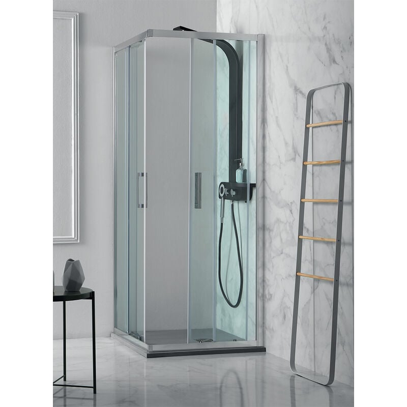 foto del prodotto tamanaco box doccia flex in cristallo 6 mm trasparente 70x72 con profilo