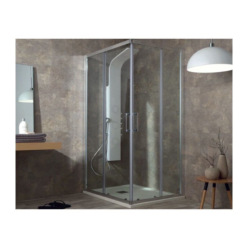 foto del prodotto tamanaco box doccia flex in cristallo 6 mm trasparente 75x100 con profilo