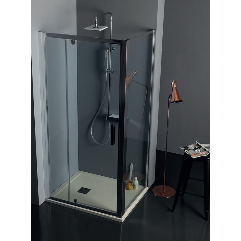 foto del prodotto tamanaco box doccia fpb40 cristallo 6 mm satinato 80x80 con profilo cromo