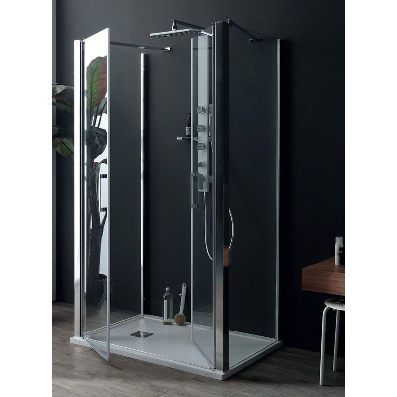 foto del prodotto tamanaco box doccia saloon con doppio fisso in cristallo 6 mm trasparente