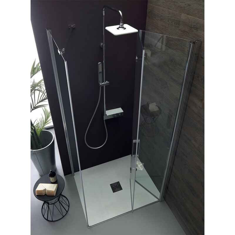 foto del prodotto tamanaco box doccia tps35 in cristallo 6 mm trasparente 100x80 con profilo
