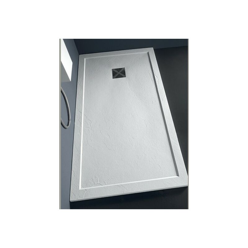foto del prodotto tamanaco piatto doccia 80x100 h.3 3 in marmoresina con bordo bianco flat