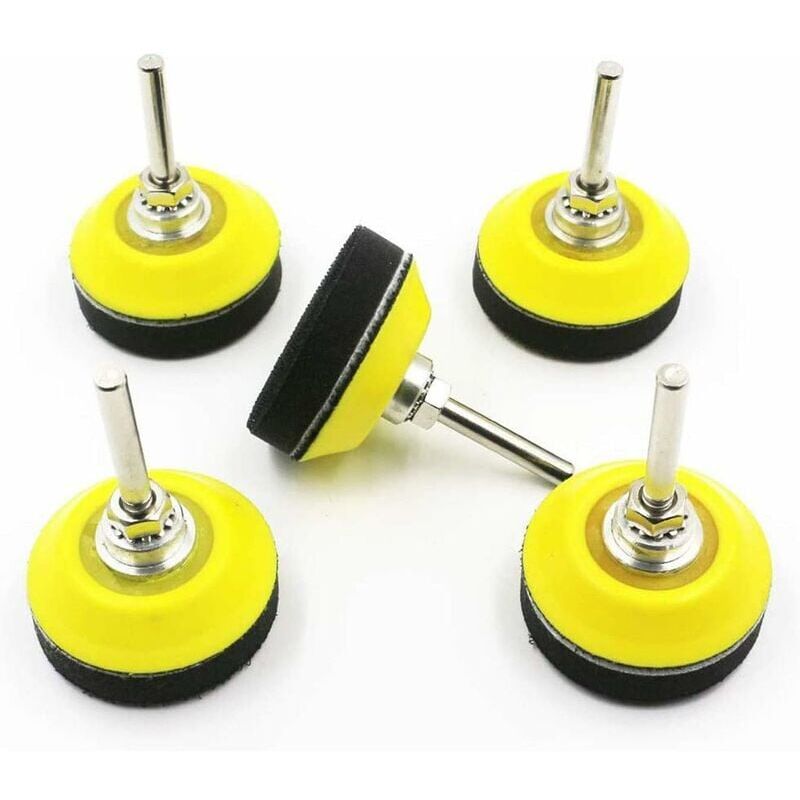 foto del prodotto tampone abrasivo per lucidatura, tampone per trapano da 5 pezzi con chiusura a gancio e anello, gancio per osso e cuscinetto ad anello da 50 mm, con