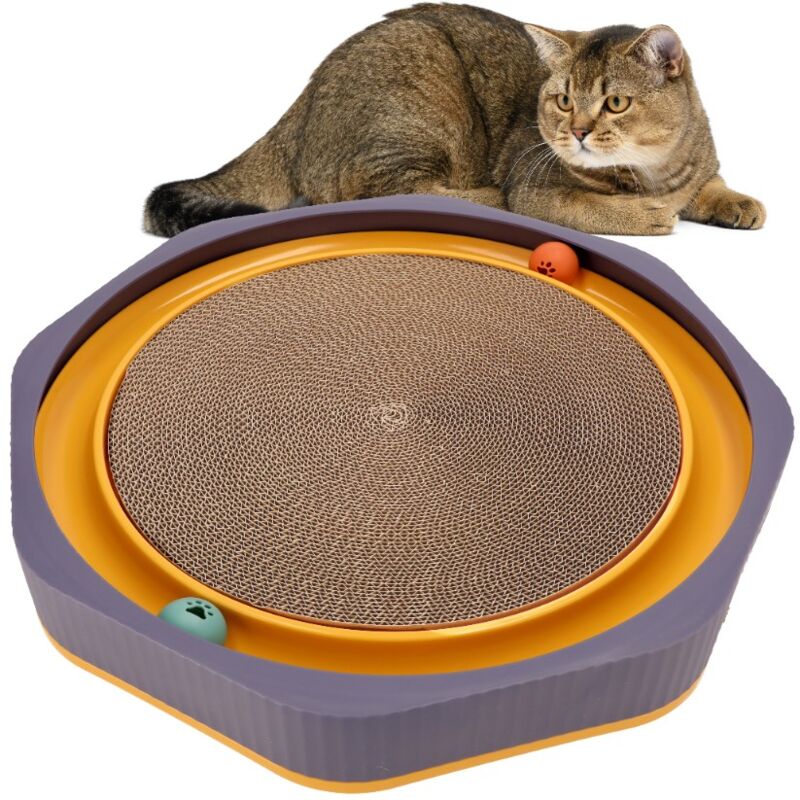 foto del prodotto tampone da grattagatto per gatti, giocattolo da grattare rotondo catnip, giocattolo