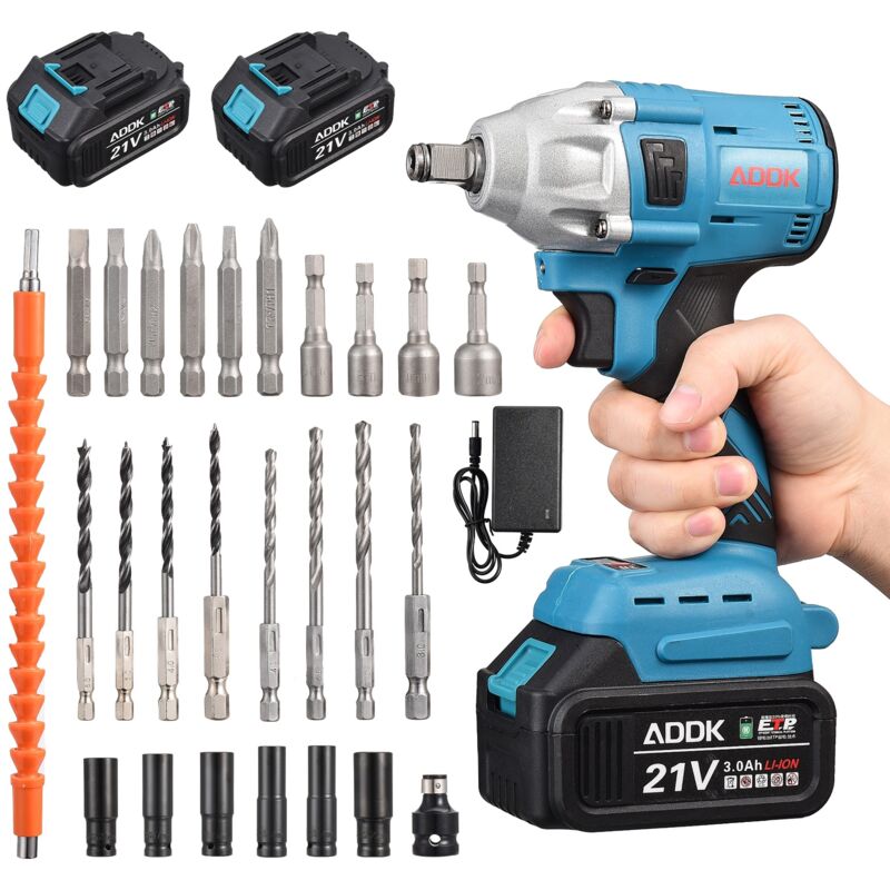 foto del prodotto tanant chiavi a impulsi a batteria senza spazzole, avvitatore a impulsi da 380 nm con batteria da 3,0 ah, bulloni per ruote, scatola con 25