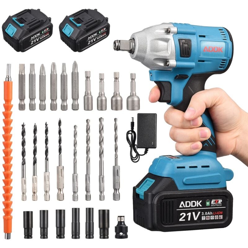 foto del prodotto tanant - chiavi a impulsi a batteria senza spazzole, avvitatore a impulsi da 380 nm con batteria da 3,0 ah, bulloni per ruote, scatola con 25 accessori (1 batteria)