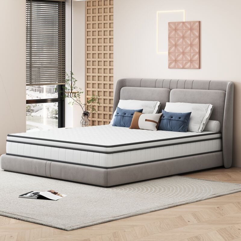 foto del prodotto tanant materasso a molle 140 x 190 cm, spessore 25 cm, materasso a molle insacchettate indipendenti a 7 zone, durezza media, confortevole e