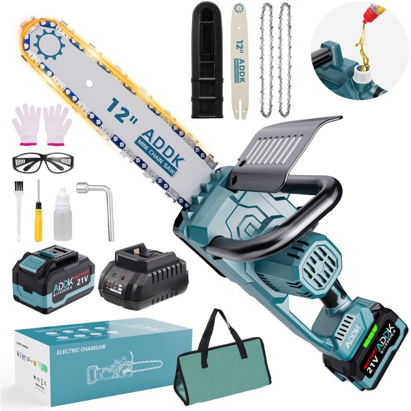 foto del prodotto tanant motosega a batteria con motore brushless da 40 v, motosega a batteria con batteria e caricabatteria, con 1 batteria da 2,0 ah lunghezza