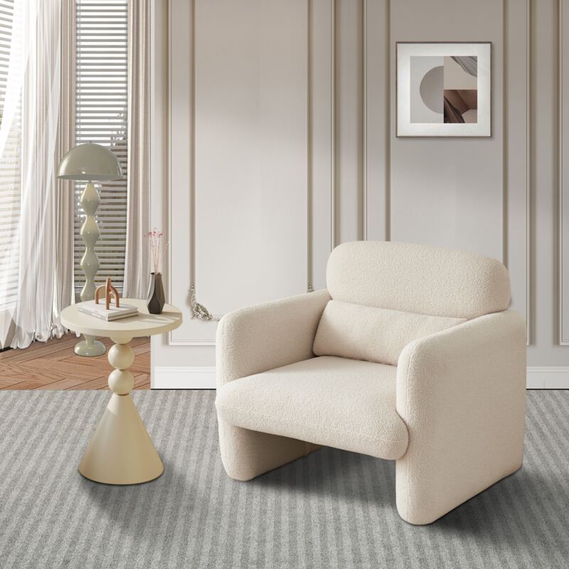 foto del prodotto tanant poltrona relax, schienale imbottito, poltrona in spugna e peluche, poltrona da camera scandinava beige