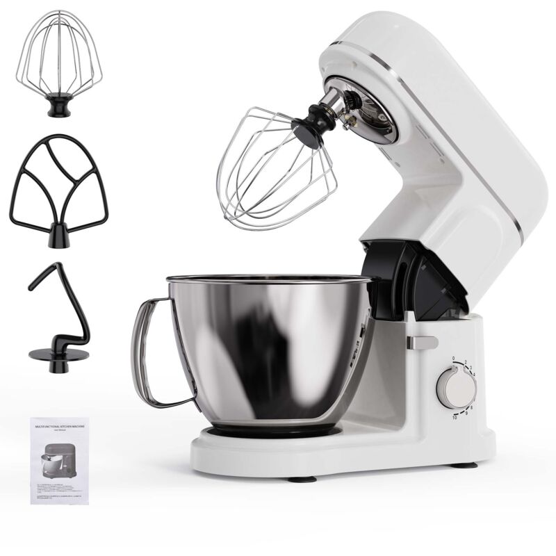 foto del prodotto tanant robot da cucina professionale multifunzione milky da 2000 w con frusta, sbattitore, gancio e 1 ciotola in acciaio inox, 10 velocit ,