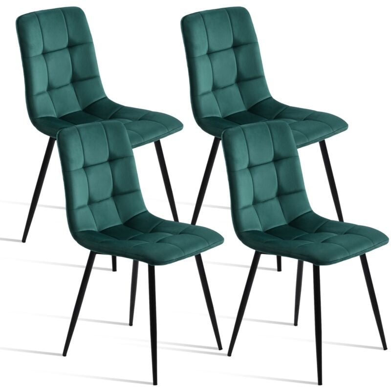 foto del prodotto tanant set di 4 sedie per sala da pranzo in velluto, sedie di design con schienale, sedie per sala da pranzo scandinave, struttura in metallo