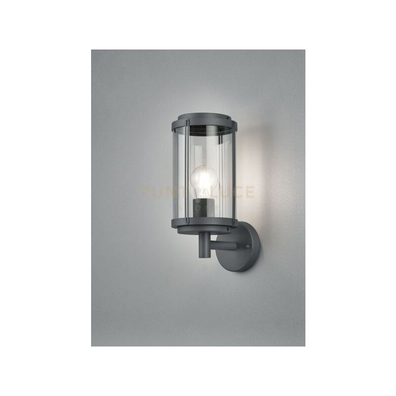 foto del prodotto tanaro applique da esterno fusione di alluminio antracite con diffusore vetro trasparente ip44 h.32,5cm luce attacco e27