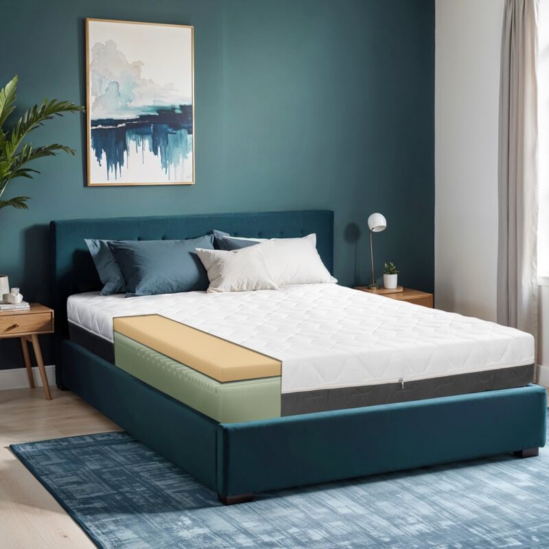 foto del prodotto tanhk materasso memory foam doppio strato 80x200, 20cm, morbido, anallergico, sfoderabile, made in italy