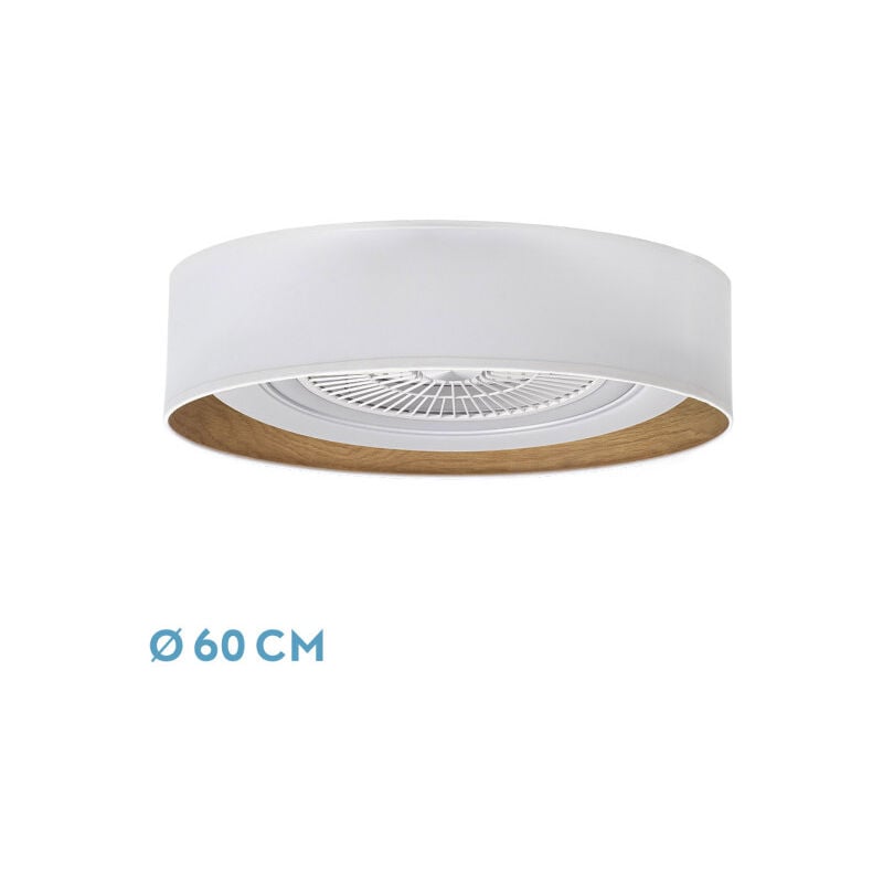 foto del prodotto tania fan 72w white clear wood 8000lm 5 blades 3col remote,memory,reg.intensity,timer 25x60x60 cm fabrilamp