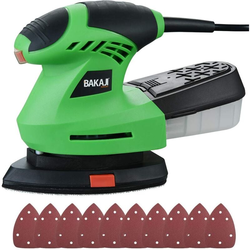 foto del prodotto tania shop bakaji levigatrice mouse orbitale di precisione potenza 200w 12000 rpm aspiratore integrato e vaschetta di raccolta polvere base nastro