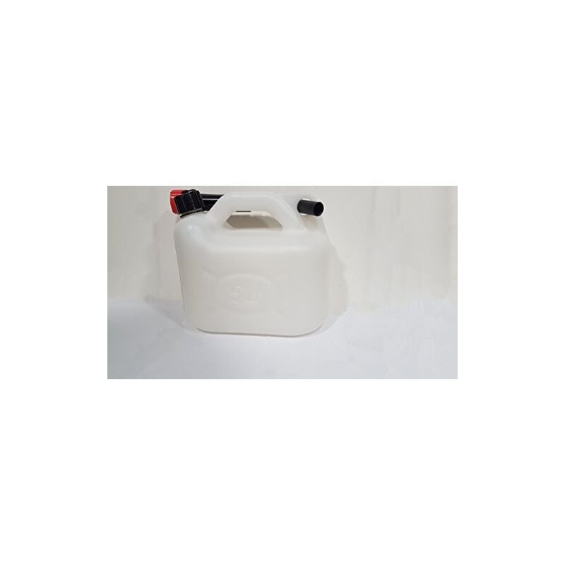 foto del prodotto tanica carburante e olio bianca 10 litri con tubo prolunga codice 019194