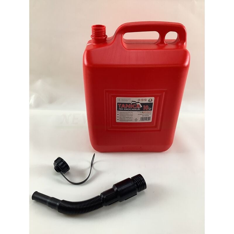 foto del prodotto tanica carburante e olio rossa 10 lt con tubo prolunga codice 004652