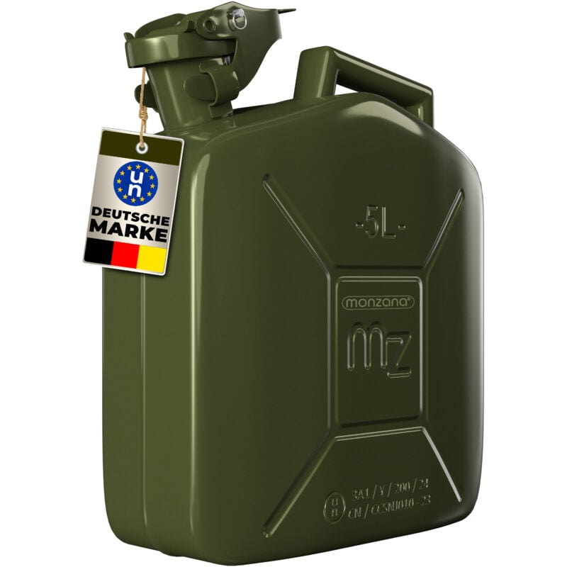 foto del prodotto tanica per benzina 5 l certificazione un chiusura ermetica metallo contenitore omologato per diesel carburante bidone monzana