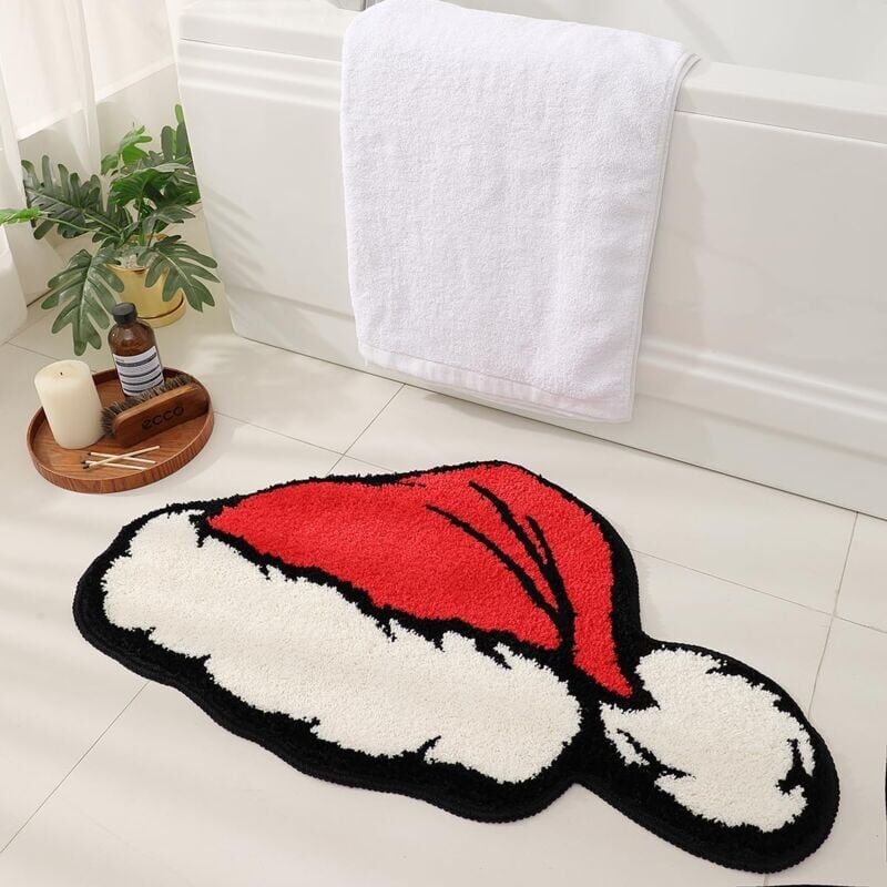 foto del prodotto tapis de bain mignon avec bonnet de p re no l pour le salon, tapis de salle de bain moelleux et amusant, tapis de bain antid rapant et lavable en