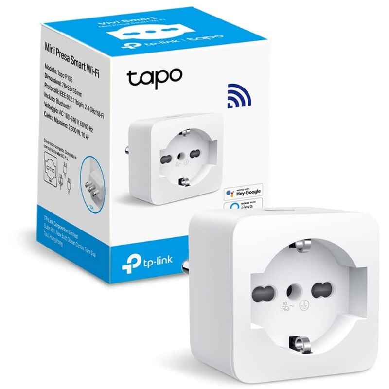 foto del prodotto tapo p105 presa smart italiana, wifi intelligente smart plug, controllo vocale, compatibile con alexa e google home, controllo remoto tramite app