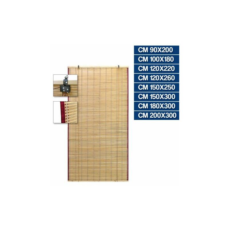 foto del prodotto tapparella tenda in bamboo cm. 90x200h con carrucole e protezioni laterali