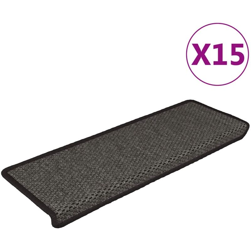 foto del prodotto tappeti autoadesivi scale aspetto sisal 15pz 65x21x4 antracite vidaxl