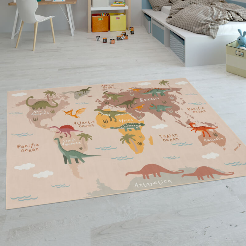 foto del prodotto tappeti da gioco a pelo corto colorati per camerette dei bambini con diversi motivi 140x200 cm, beige 2 paco home