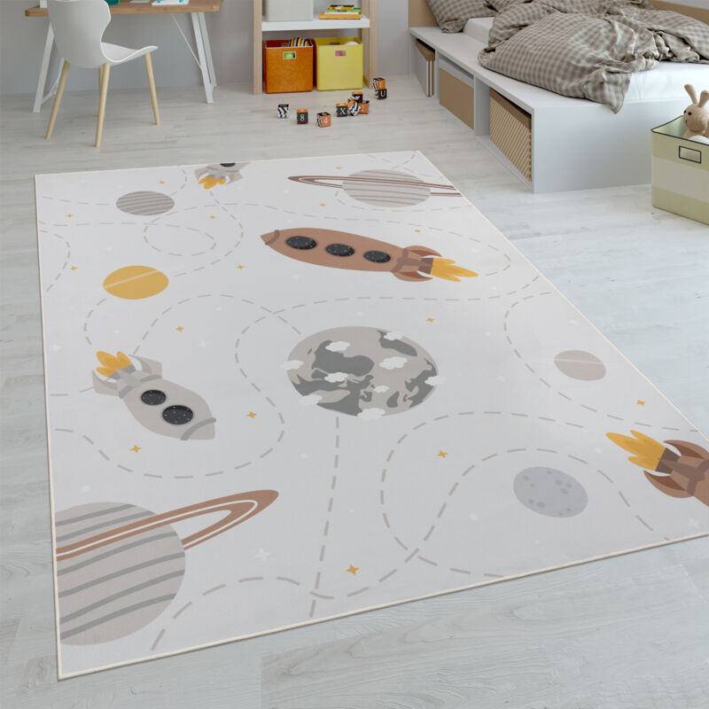 foto del prodotto tappeti da gioco a pelo corto colorati per camerette dei bambini con diversi motivi 140x200 cm, crema 2 paco home