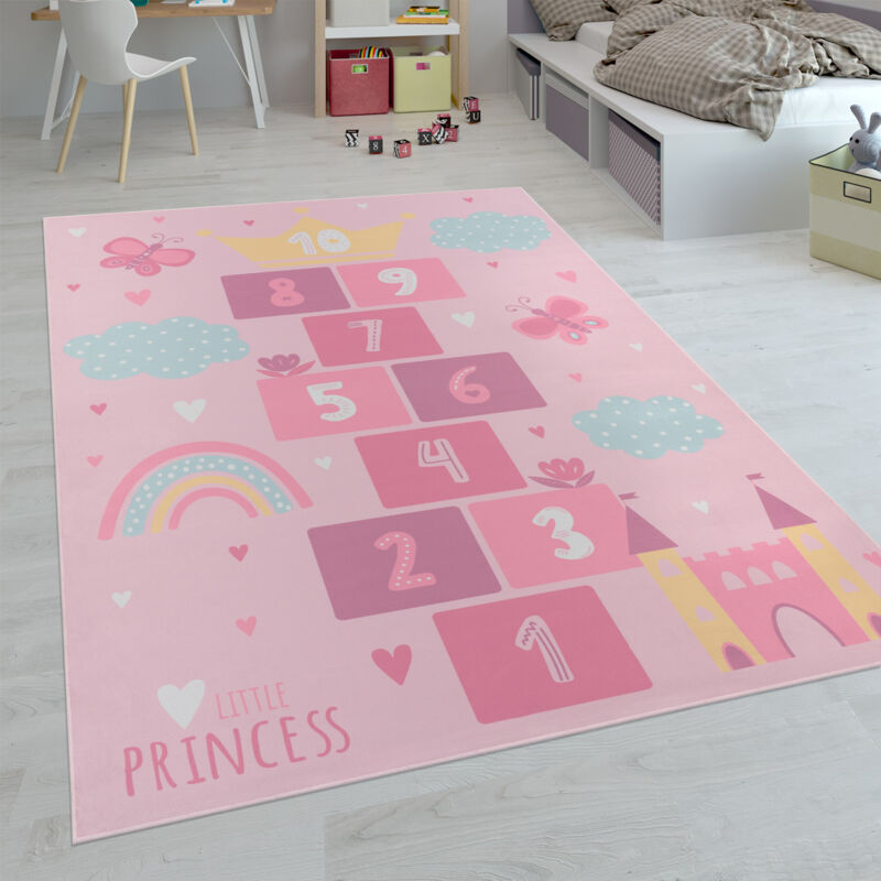 foto del prodotto tappeti da gioco a pelo corto colorati per camerette dei bambini con diversi motivi 200 cm quadrato, pink 4 paco home