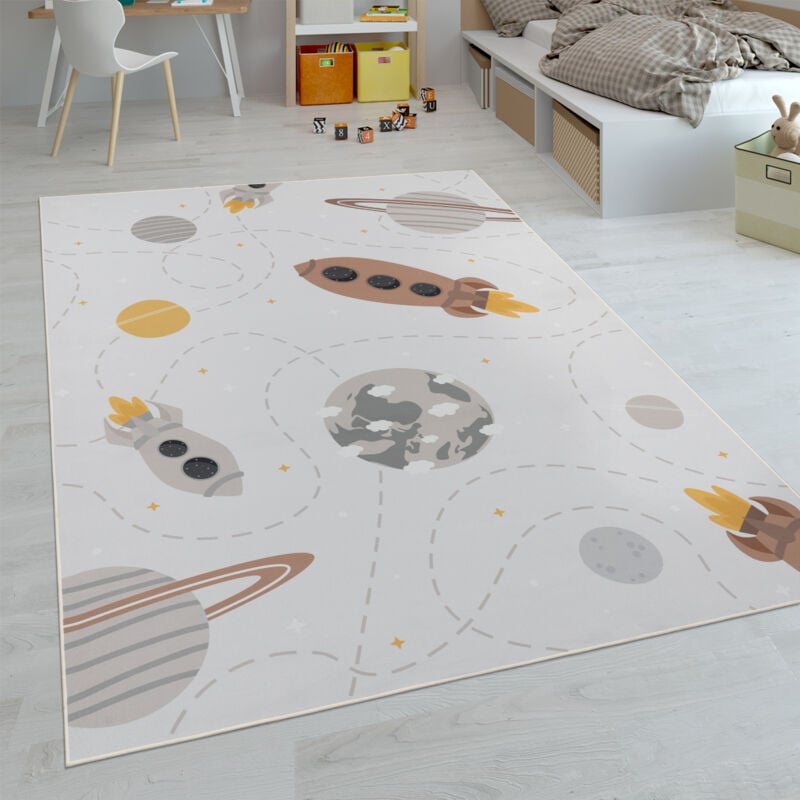 foto del prodotto tappeti da gioco a pelo corto colorati per camerette dei bambini con diversi motivi 200 cm tondo, crema 2 paco home