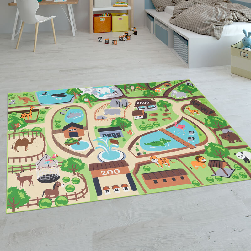 foto del prodotto tappeti da gioco a pelo corto colorati per camerette dei bambini con diversi motivi 80x150 cm, beige paco home