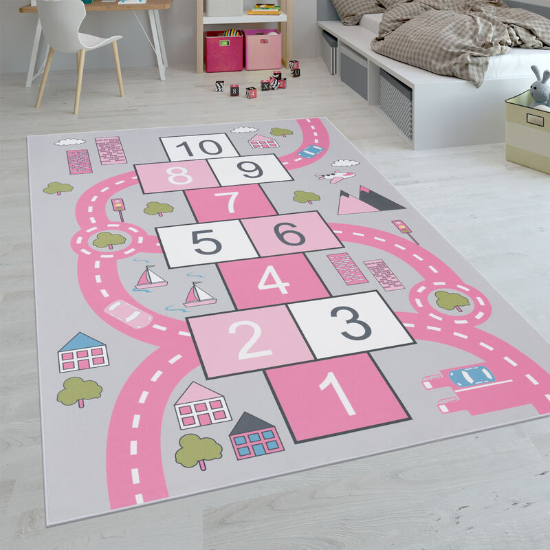 foto del prodotto tappeti da gioco a pelo corto colorati per camerette dei bambini con diversi motivi 80x150 cm, pink 2 paco home