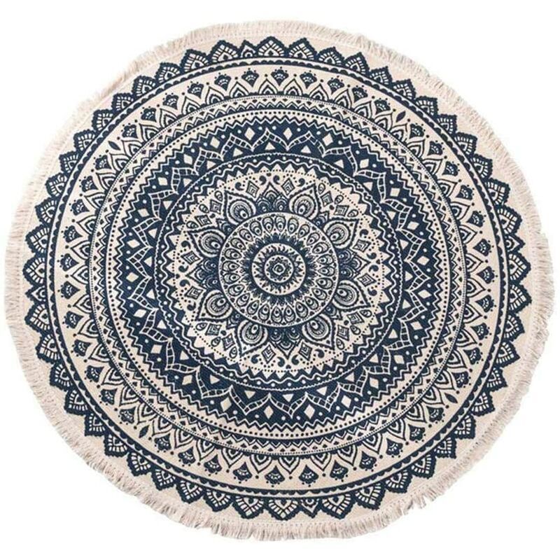 foto del prodotto tappeti rotondi in cotone da 90 cm, lavabili in lavatrice, intrecciati a mano, con nappe, modello boh mien, per camera da letto, soggiorno, divano,