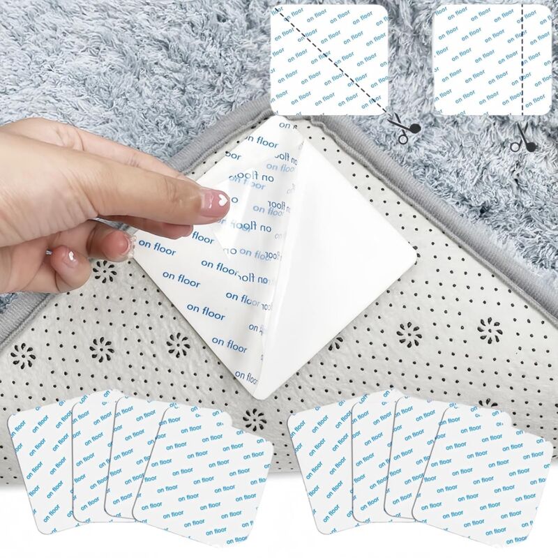 foto del prodotto tappetini antiscivolo, 8 pezzi lavabili e riutilizzabili, divisibili in 16 triangoli e 32 tappetini antiscivolo rettangolari, pu impermeabile, forte