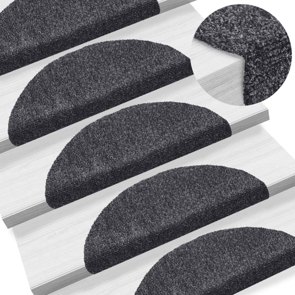 foto del prodotto tappetini autoadesivi per scale 15 pz 56x17x3 cm grigio scurocod mxl 121067