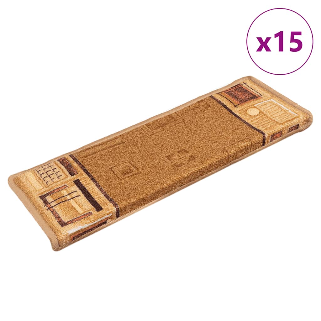 foto del prodotto tappetini autoadesivi per scale 15 pz 65x21x4 cm beige vidaxl