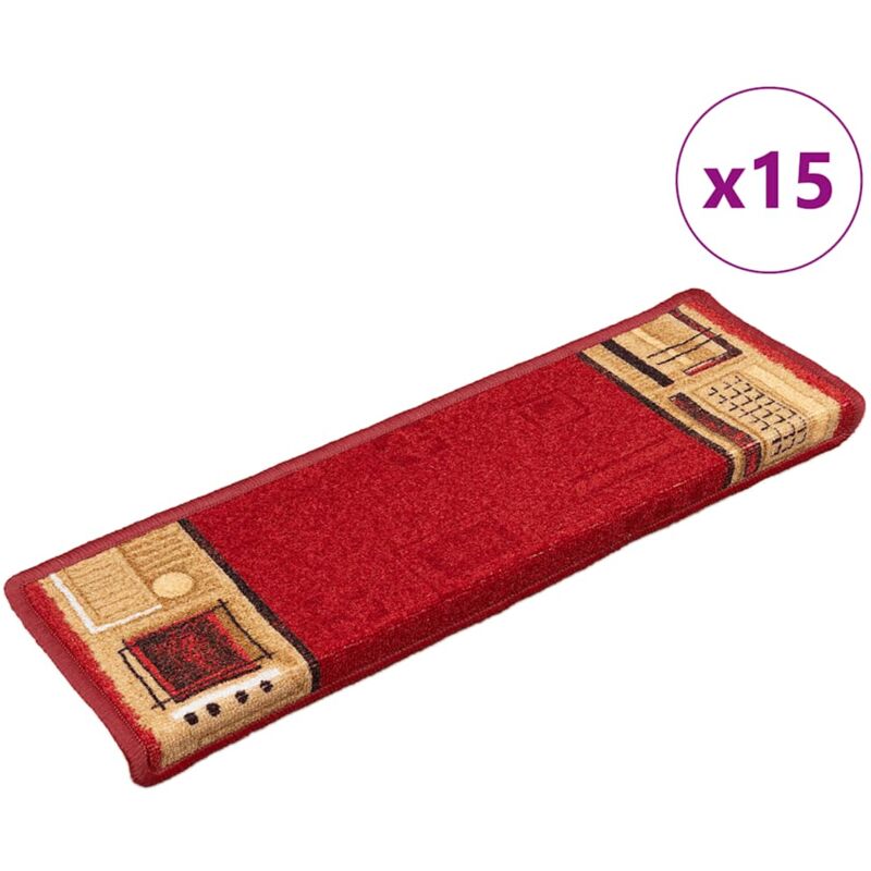 foto del prodotto tappetini autoadesivi per scale 15 pz 65x21x4 cm rossi vidaxl