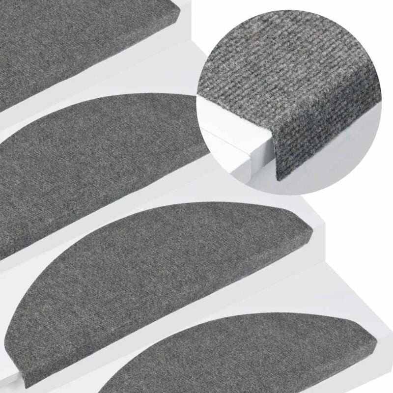 foto del prodotto tappetini autoadesivi per scale 15 pz 65x22,5x3,5 cm grigi vidaxl