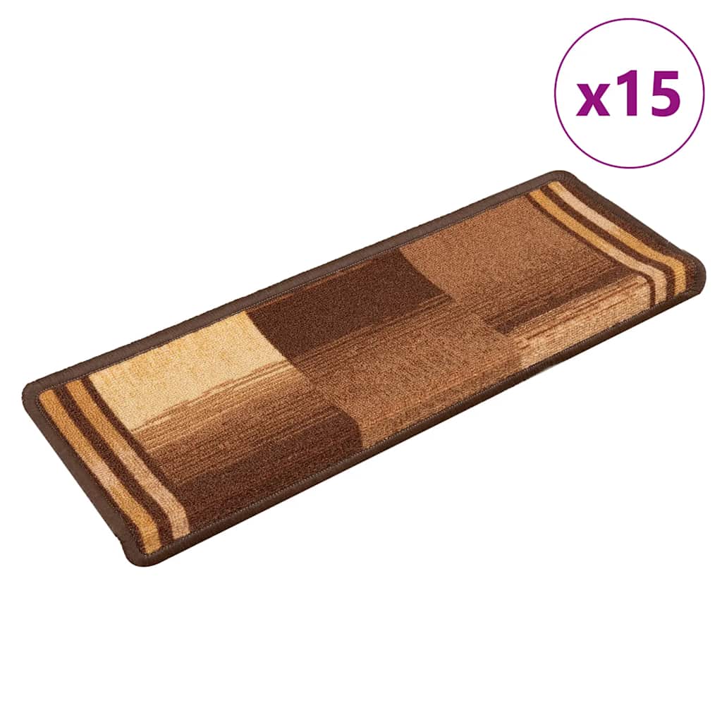 foto del prodotto tappetini autoadesivi per scale 15 pz 65x25 cm marroni cod mxl 68250