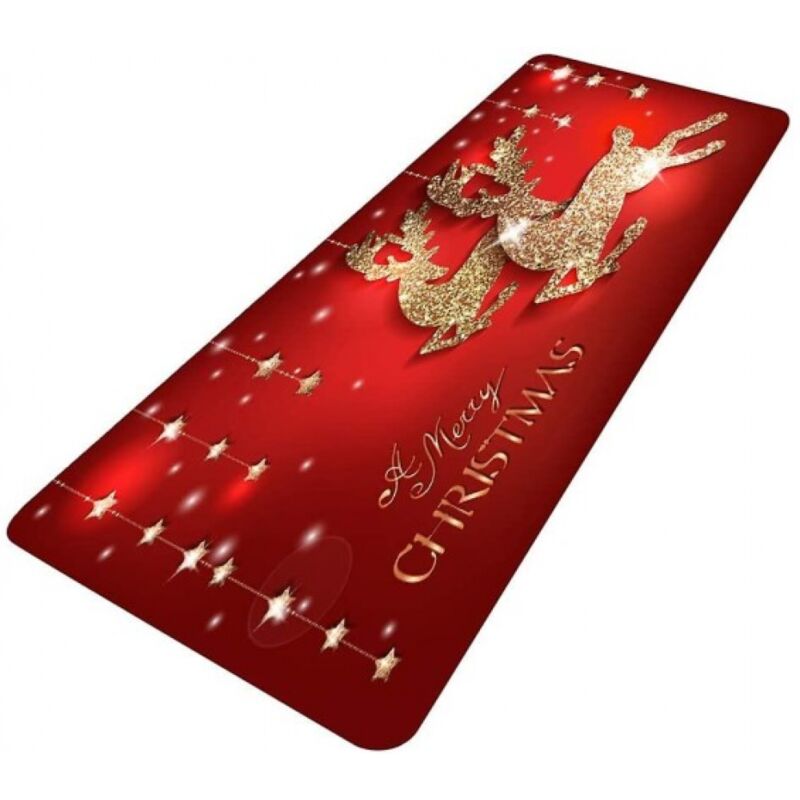 foto del prodotto tappetini decorativi antiscivolo merry christmas, zerbino di benvenuto per interni ed esterni, porta d ingresso, natale, inverno, babbo natale,