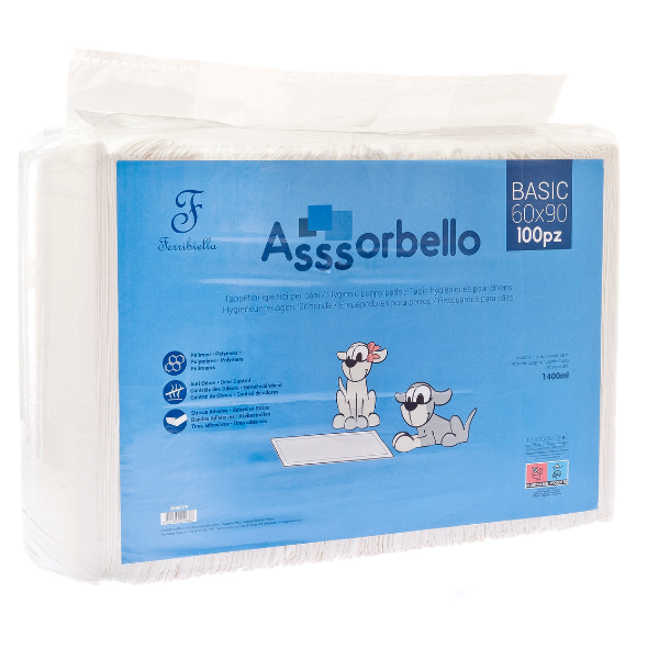 foto del prodotto tappetini igienici assorbello basic ferribiella - 60x90 cm - 100 pezzi - spedizione gratis da 39€