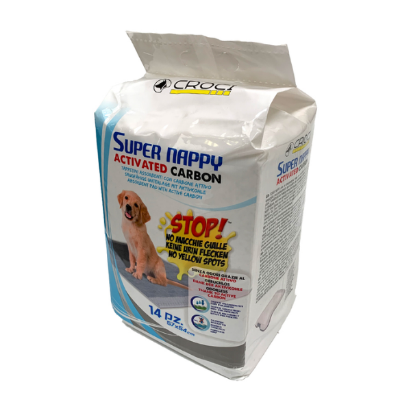 foto del prodotto tappetini igienici super nappy carbone attivo croci - 57x54 14 pz - spedizione gratis da 39€