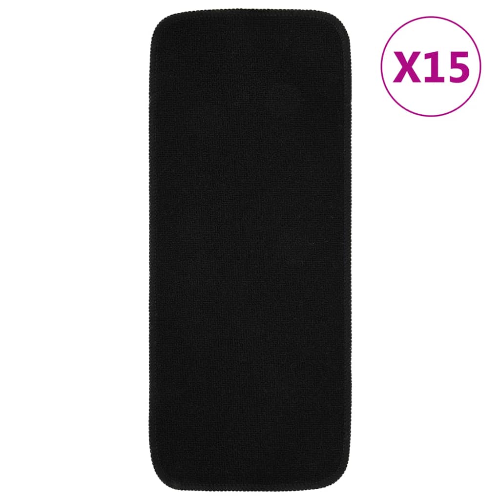 foto del prodotto tappetini per scale 15 pz 60x25cm neri antiscivolo rettangolaricod mxl 73099
