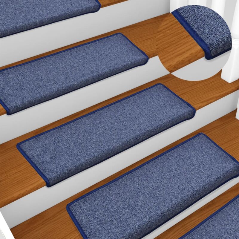 foto del prodotto tappetini per scale 15 pz 65x21x4 cm blu bordo rettangolare vidaxl