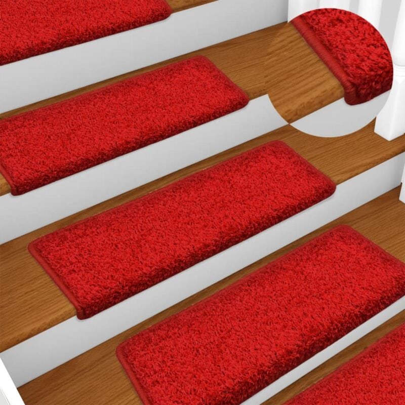 foto del prodotto tappetini per scale 15 pz 65x21x4 cm rosso bordo rettangolare vidaxl